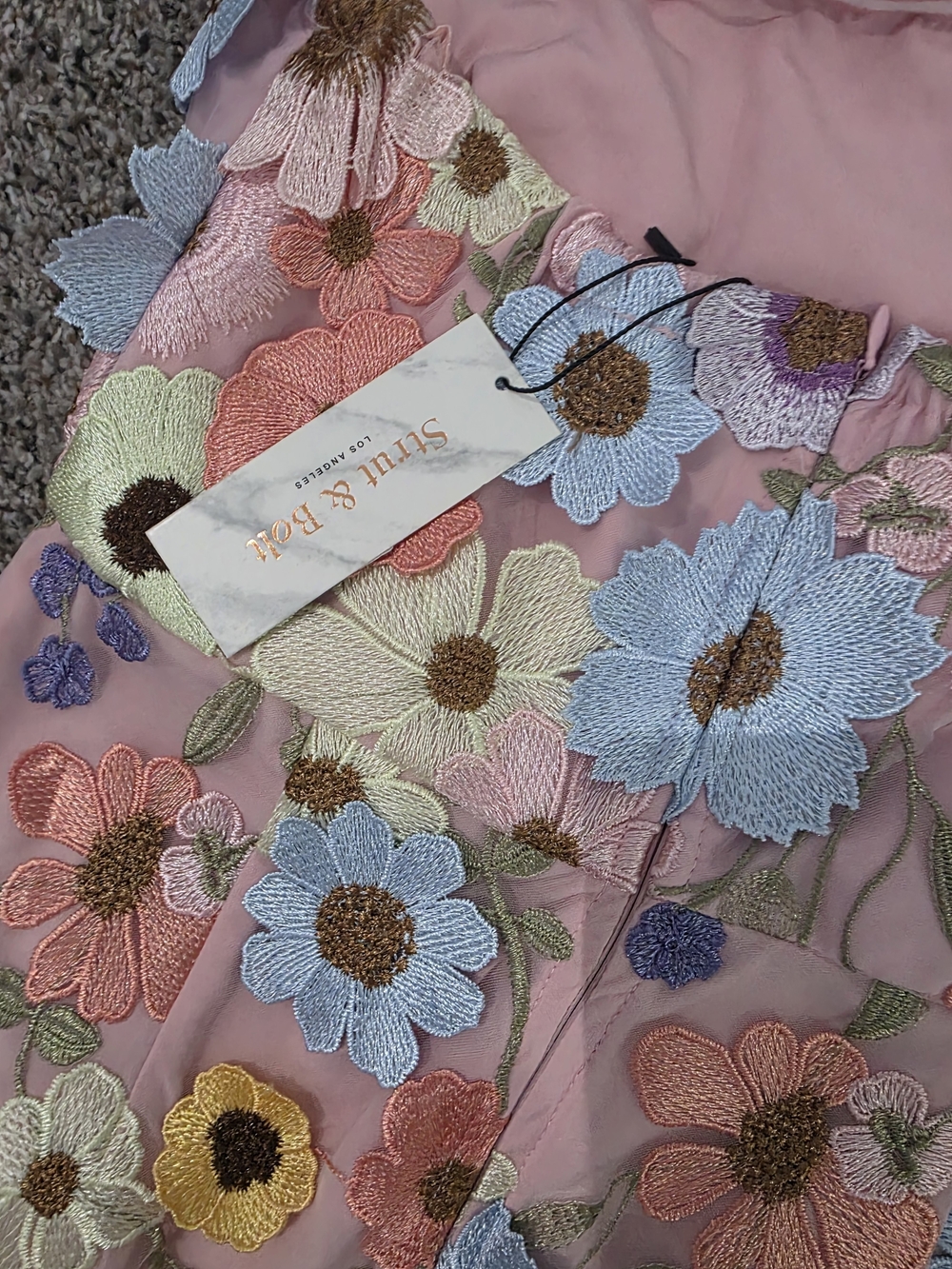 Embellished Pink Floral Boutique Dress Sz LARGE Dimensional Flowers - Picture 9 of 11